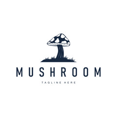 mushroom logo with minimalist black silhouette concept as a symbol of natural plants and food ingredients mushroom icon template for product brand, plantation, businesses, garden, farm