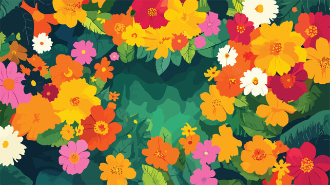 Vibrant Colombian Flower Fair Silleta with Map on Flat Surface