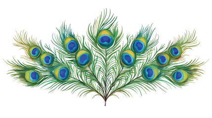 Fototapeta premium Exquisite Flute with Colorful Peacock Feathers Flat Vector Illustration