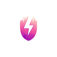 shield logo and a lightning bolt, logo of a great power