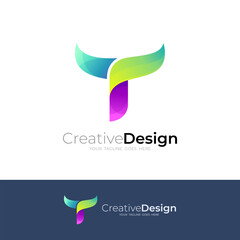 Letter T logo with colorful design vector, business logos