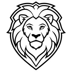 Obraz premium Lion Head Logo Vector Fierce Modern Animal Mascot | Bold Line Art King of Jungle Emblem for Branding, Sports, Tattoo, T-shirt, Shield, Esports