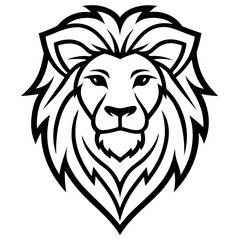 Fototapeta premium Lion Head Logo Vector Fierce Modern Animal Mascot | Bold Line Art King of Jungle Emblem for Branding, Sports, Tattoo, T-shirt, Shield, Esports