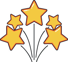 Obraz premium Yellow stars burst celebration graphic vector illustration for festive design elements 