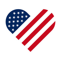 United States flag in heart shape
