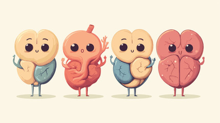 Obraz premium Four Cute Organs Flat Vector Illustration Centered