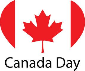 Stylized Canadian Flag with ‘Canada Day’ Text – Red Maple Leaf and Vertical Bars for National Holiday Celebrations and Patriotic Design Projects
