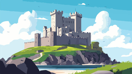 Dublin Castle Ireland Building Flat Vector Illustration