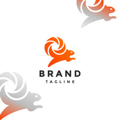 Camera Tailed Squirrel Jumping Logo Design. Squirrel Jumping With Tail Forming Camera Shutter Logo Design.