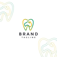 Simple Australia Looping Teeth Line Logo Design. Australian Continent Line Inside Teeth Symbol Logo Design.