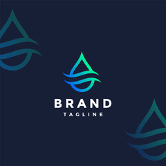 Pure Water Wave Lines Logo Design. Water Drops with Two Wave Lines Logo Design.