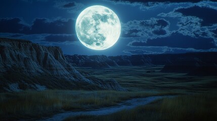 Moonlit Desert Landscape