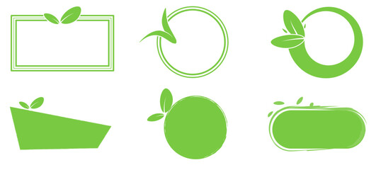 Green Leaf Eco-Friendly Vector Elements and Organic Design Icons