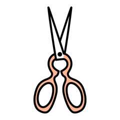キッチンや文具として使える多目的はさみのフラットアイコン｜調理用,文房具,カットツール,白背景,ベクター
