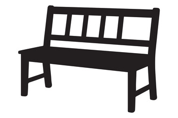 Silhouette of a Wooden Park Bench with a Backrest a Serene and Peaceful Outdoor Seating Solution for Relaxation