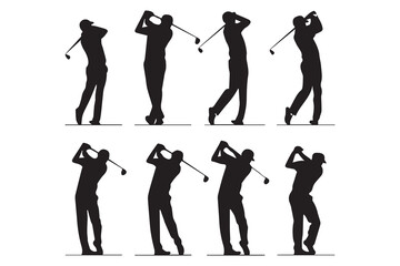 Silhouette Golf Swing Sequence Captures Grace and Power of Golfing Motion with Dynamic Poses