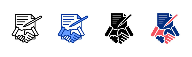 Employmentcontract icon sheet multiple style collection
