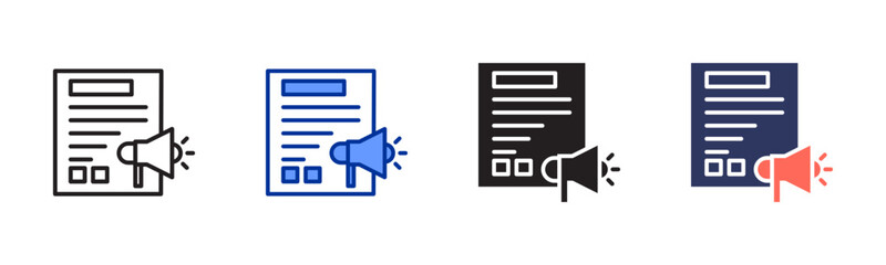 Press Release icon sheet multiple style collection