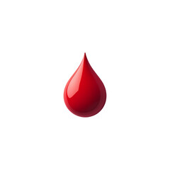 A minimalist illustration of a large red drop of blood, isolated on transparent background	