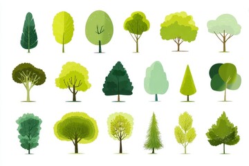 Green Tree Illustrations Pixel Art Nature Collection
