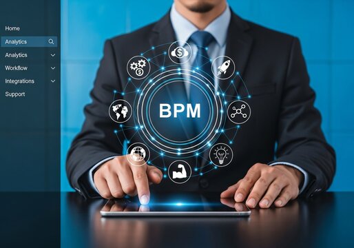 Business process management system interface on a tablet.