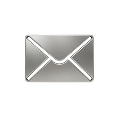 Silver metallic envelope icon digital mail message communication isolated on white background