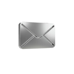 Silver metallic envelope icon digital mail message communication isolated on white background
