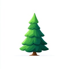 Fototapeta premium Pixel Art Green Evergreen Tree on White Background