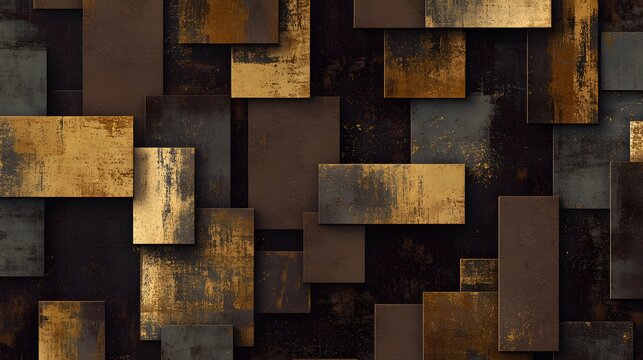 Abstract Geometric Gold Brown Texture Background