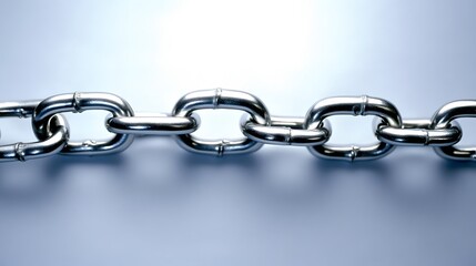 Closeup Steel Chain Links Interconnected Strength