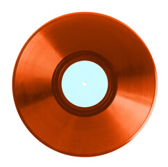 One color vinyl record on white background