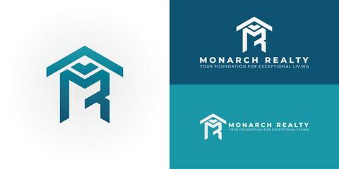 A modern MR monogram logo featuring a house motif, ideal for real estate and property development businesses. It is clean, professional, and symbolizes home and growth.