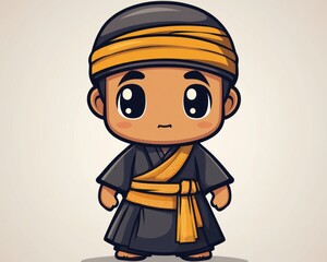 Cute cartoon character in traditional attire