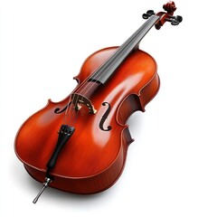 Wooden cello on white background