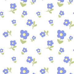 
Seamless Blue Floral Pattern – Cute Tiny Flowers on Soft Background
