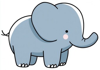 Fototapeta premium Adorable Gray Baby Elephant Cartoon Illustration