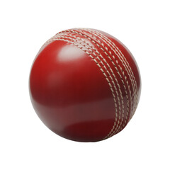 A vibrant red cricket ball with distinct white stitching, prepared for a gripping match on the pitch