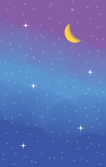 Naklejka premium night sky with stars and crescent moon