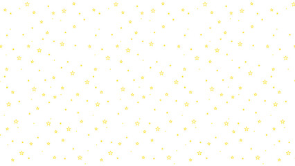 Seamless yellow star outline pattern on white background. Cute celestial vector for kids wallpaper, baby shower design, fabric print, wrapping paper, scrapbooking, and nursery decoration.