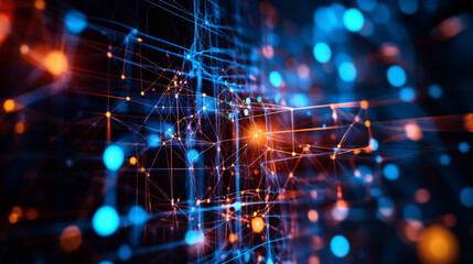 Fototapeta premium Machine learning and big data networks reshape the landscape of modern technology