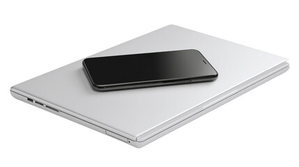 Laptop and smartphone on white isolate background.