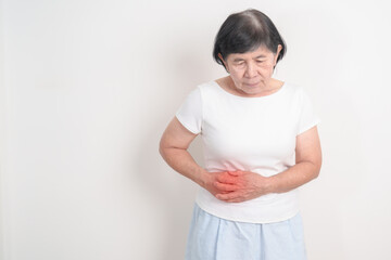 Elderly Woman having Pancreatitis for Pancreas pain and disease, Gallbladder, Bile Duct, Duodenum,...