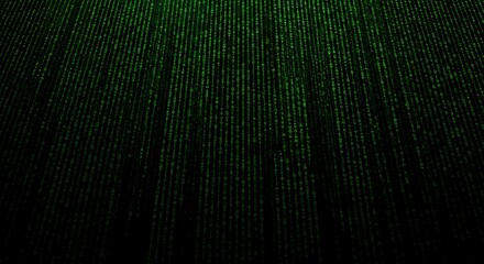 Abstract green digital rain of binary code on a dark background