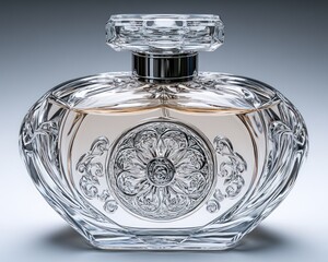 Elegant perfume bottle with intricate crystal design