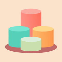 Colorful vector illustration of a 3D pie chart on a podium, symbolizing business growth and financial success