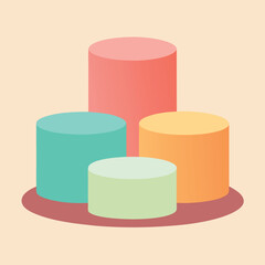 Colorful 3D vector illustration of a successful business finance growth pie chart on a gold award podium