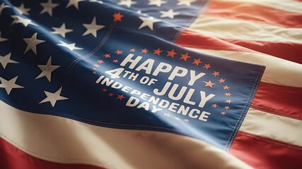 Waving american flag happy 4th of july message independence day - Powered by Adobe