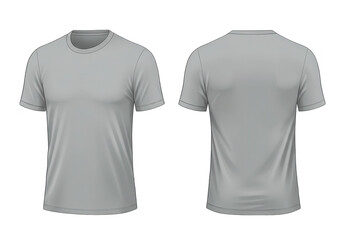 A simple gray tshirt, shown from the front and back, isolated on transparent background