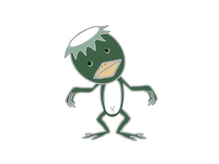 Illustration of a kappa standing with a puzzled look on its face