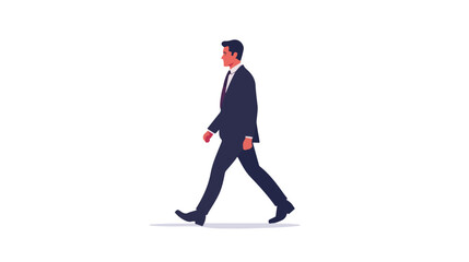 Elegant Businessman Walking Flat Vector Illustration